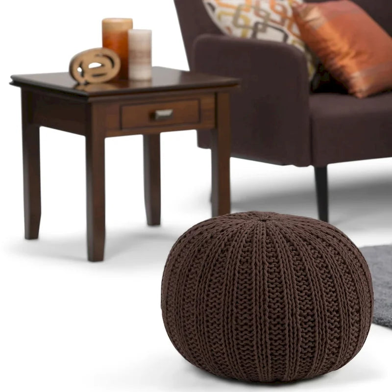 Boho Round Hand Knit Pouf