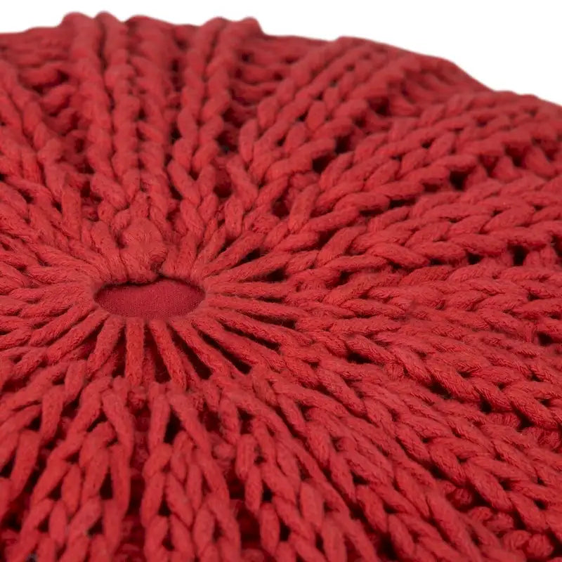 Boho Round Hand Knit Pouf