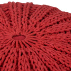 Boho Round Hand Knit Cotton Pouf Ottoman