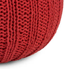 Boho Round Hand Knit Cotton Pouf Ottoman