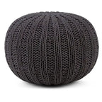 Boho Round Hand Knit Cotton Pouf Ottoman
