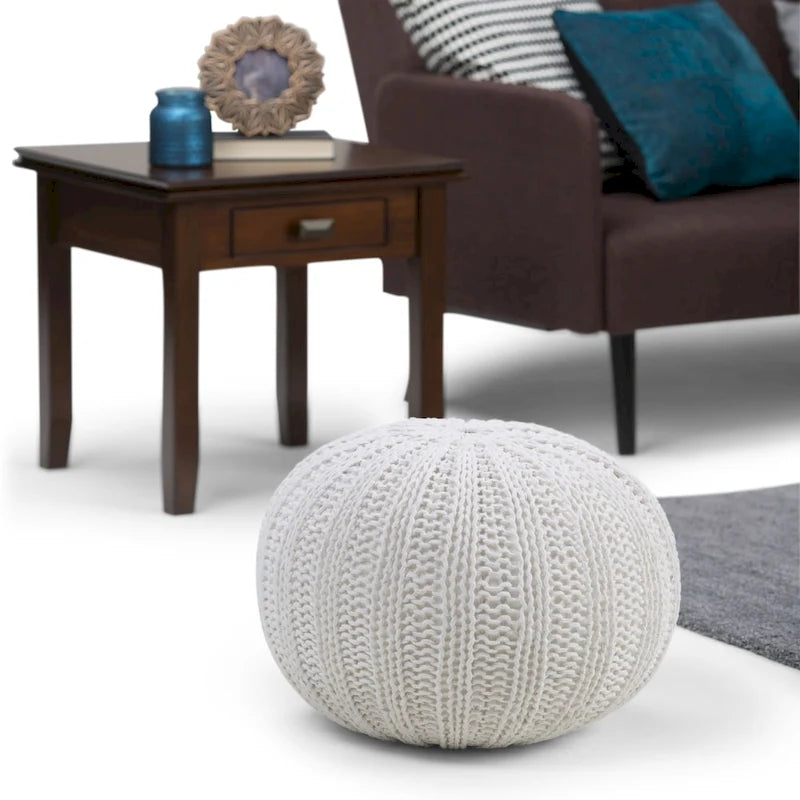 Boho Round Hand Knit Pouf