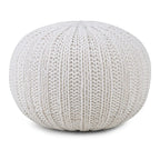 Boho Round Hand Knit Cotton Pouf Ottoman