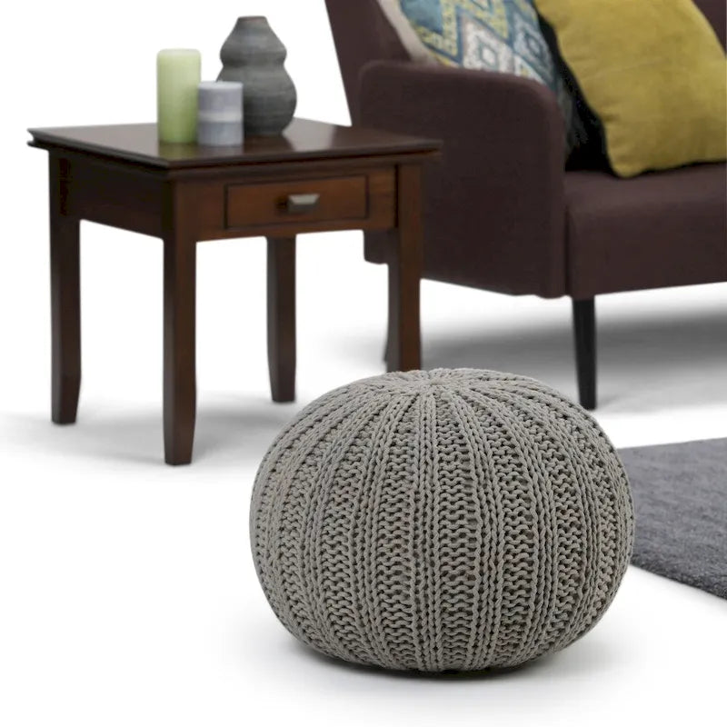 Boho Round Hand Knit Pouf