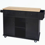 Rolling Kitchen Cart with Storage Cabinet and Drop Leaf Top