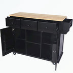 Rolling Kitchen Cart with Storage Cabinet and Drop Leaf Top