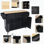 Rolling Kitchen Cart with Storage Cabinet and Drop Leaf Top