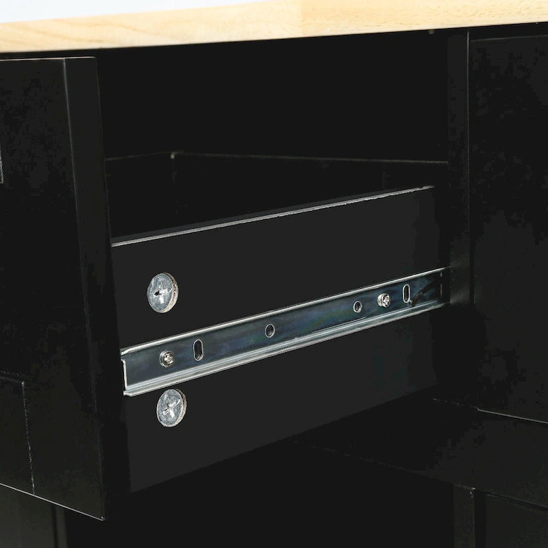 Kitchen Cart with 5 Wheels with Storage Cabinet and 3 Drawers