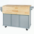 Rolling Kitchen Cart with Storage Cabinet and Drop Leaf Top