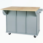 Rolling Kitchen Cart with Storage Cabinet and Drop Leaf Top