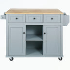 Rolling Kitchen Cart with Storage Cabinet and Drop Leaf Top
