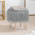 Vanity Stool Chair Soft Furry Footrest Stool Make Up Ottoman