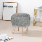 Velvet Vanity Stool with Thick Cushion and Metal Legs