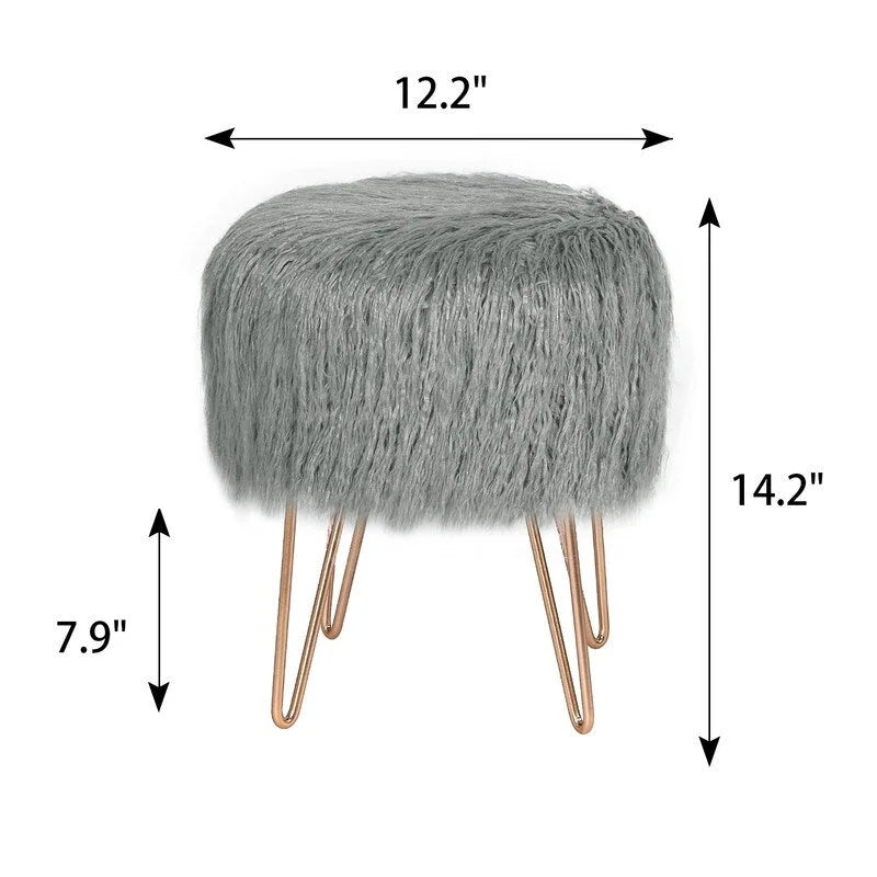 Vanity Stool Chair Soft Furry Footrest Stool Make Up Ottoman