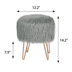 Velvet Vanity Stool with Thick Cushion and Metal Legs