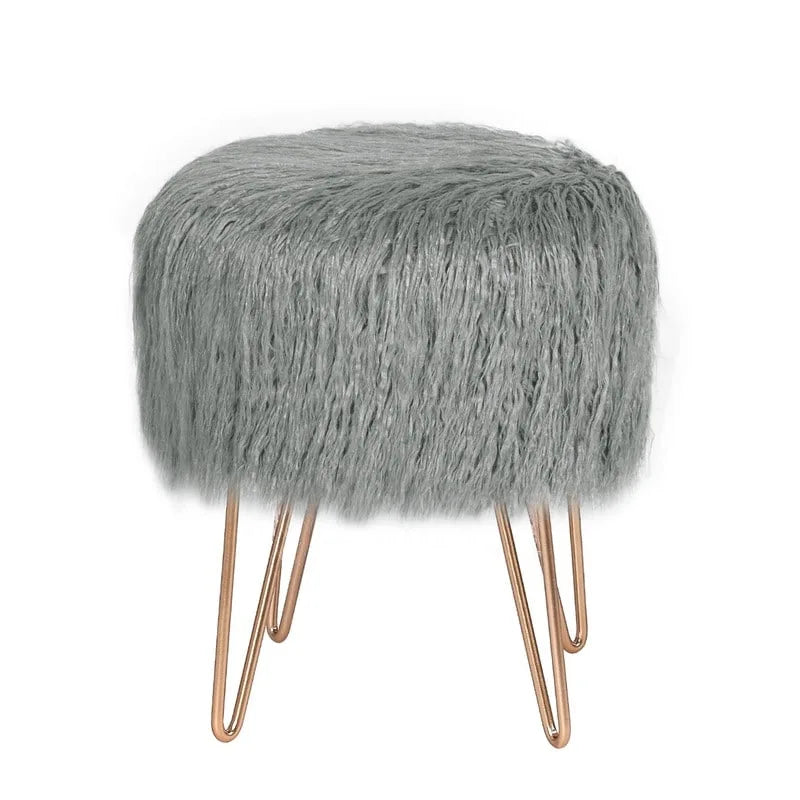 Vanity Stool Chair Soft Furry Footrest Stool Make Up Ottoman