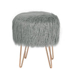 Velvet Vanity Stool with Thick Cushion and Metal Legs