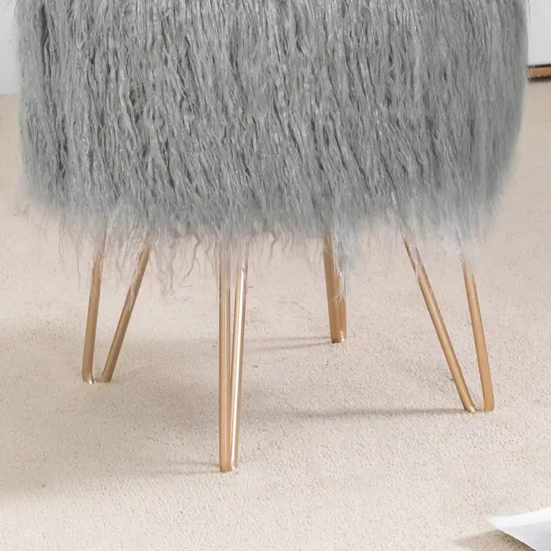 Vanity Stool Chair Soft Furry Footrest Stool Make Up Ottoman