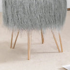 Velvet Vanity Stool with Thick Cushion and Metal Legs