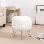 Velvet Vanity Stool with Thick Cushion and Metal Legs