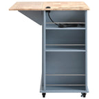 Rolling Kitchen Island Cart with Power Outlet Drop Leaf and Wine Glass Holder