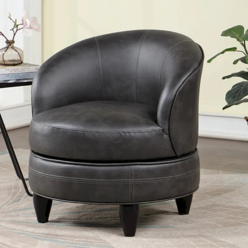 Faux Leather Swivel Accent Chair
