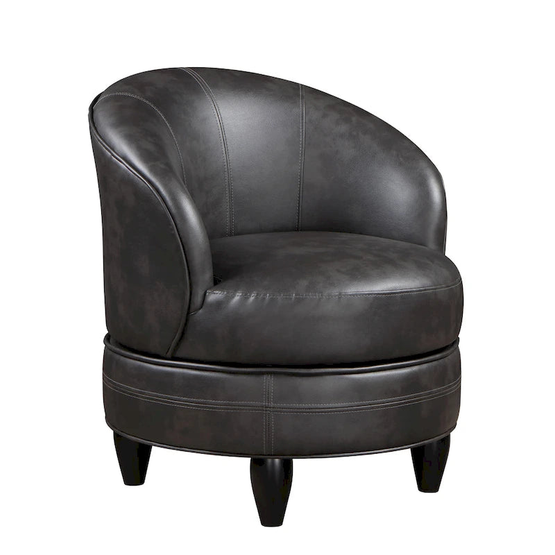 Faux Leather Swivel Accent Chair