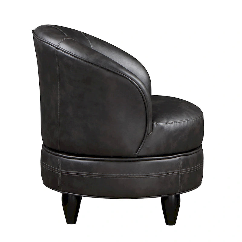 Faux Leather Swivel Accent Chair