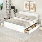 Cama Plataforma King Size de Madeira com Estrado de Madeira Maciça