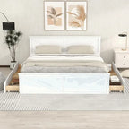 Cama Plataforma King Size de Madeira com Estrado de Madeira Maciça