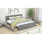 Cama Plataforma King Size de Madeira com Estrado de Madeira Maciça
