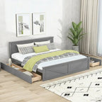 Cama Plataforma King Size de Madeira com Estrado de Madeira Maciça