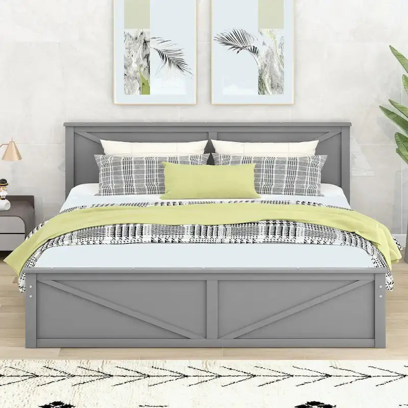 King Size Wooden Platform Bed