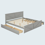 Cama Plataforma King Size de Madeira com Estrado de Madeira Maciça