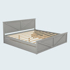 Cama Plataforma King Size de Madeira com Estrado de Madeira Maciça