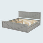 Cama Plataforma King Size de Madeira com Estrado de Madeira Maciça
