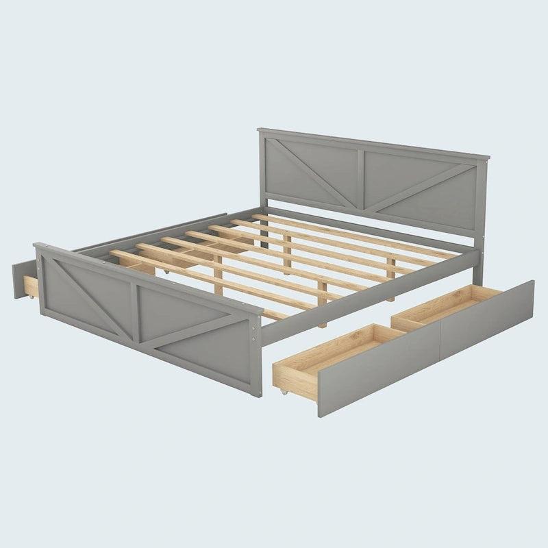 King Size Wooden Platform Bed