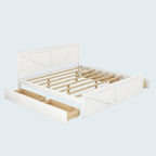 Cama Plataforma King Size de Madeira com Estrado de Madeira Maciça