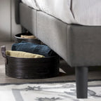 Cama de Plataforma King com Cabeceira Estofada com Costura Quadrada