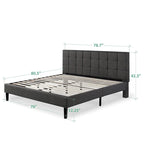 Cama de Plataforma King com Cabeceira Estofada com Costura Quadrada