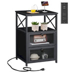 Nightstand with Charging Station and Flip Drawers