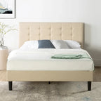 Priage by ZINUS Beige Upholstered Button Tufted Platform Bed - King
