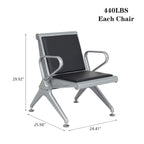 PU Leather Office Reception Bench with Stainless Steel Frame