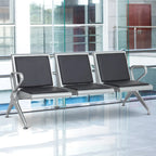 PU Leather Office Reception Bench with Stainless Steel Frame