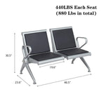 PU Leather Office Reception Bench with Stainless Steel Frame