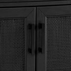 Black Sideboard with Poly-Rattan Mesh Doors and Adjustable Shelves
