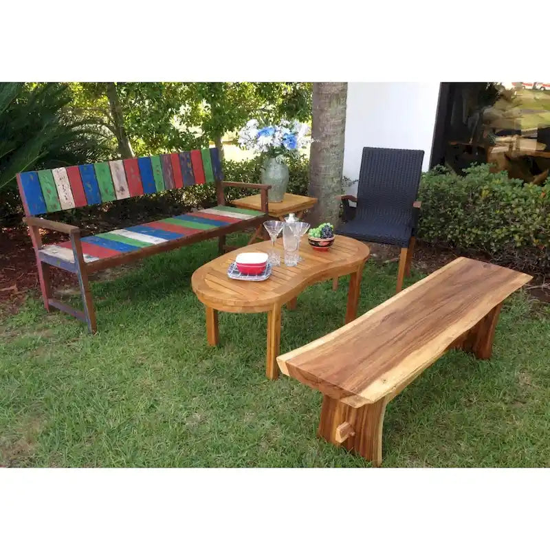 Suar Live Edge Slab Backless Bench approximately 69 long
