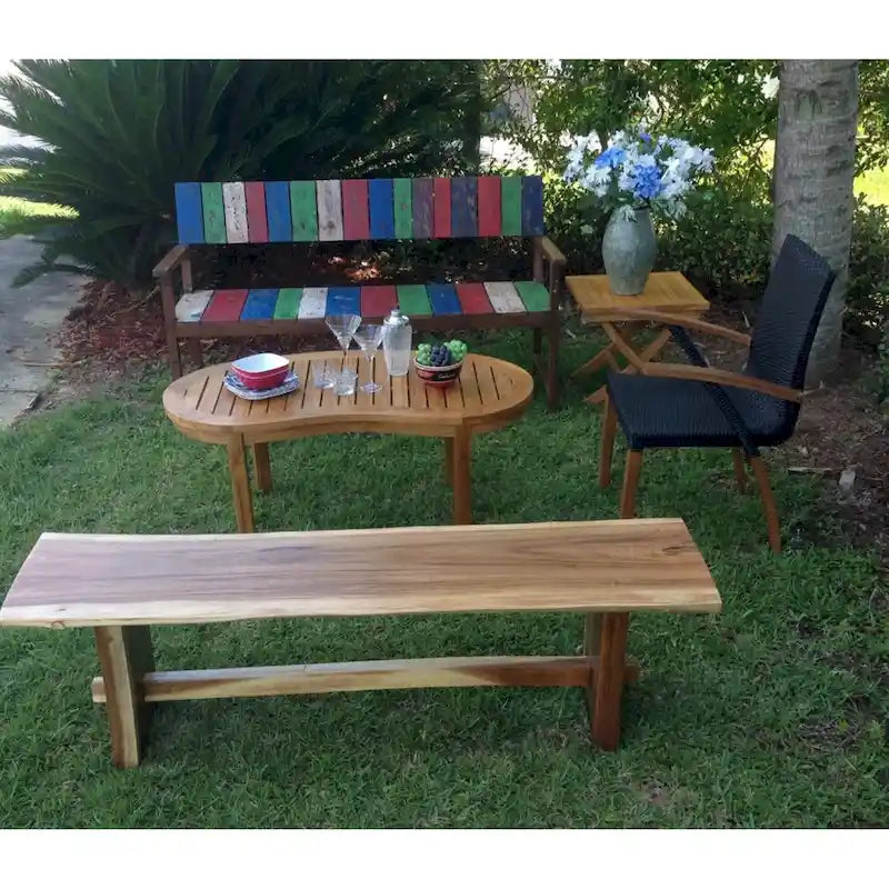 Suar Live Edge Slab Backless Bench approximately 69 long