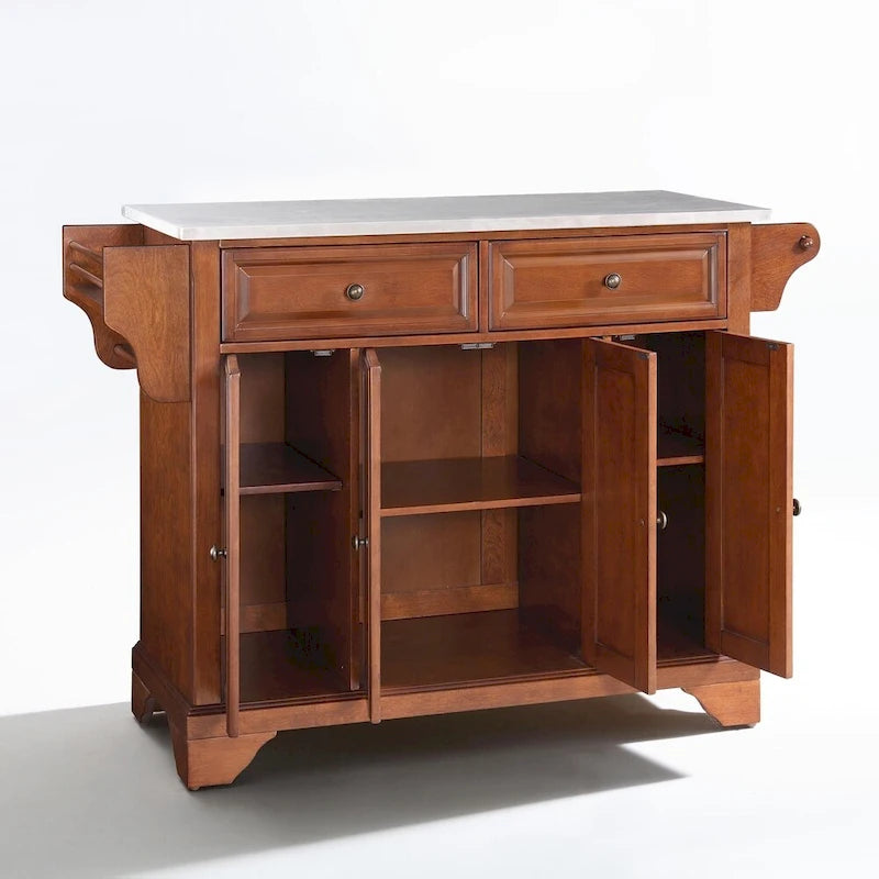 Stainless Steel Top Kitchen Island in Classic Cherry Finish - 51.5 W x 18 D x 36 H