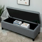 51-Inch Fabric Tufted Storage Ottoman Bench with Wood Legs